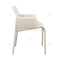 ltalian minimalist white saddle leather armrest chairs